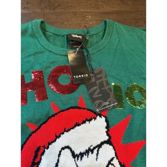 Nwt Torrid Sweater Christmas Disney Donald Duck Ho Ho‎ No! Sequins - Picture 3 of 4